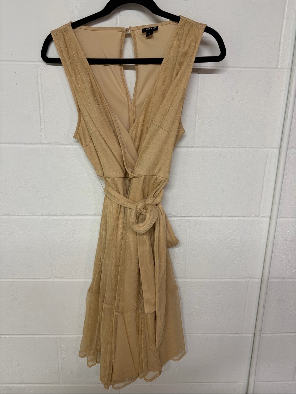 torrid Beige Wrap Midi Dress with Self-Tie Waist